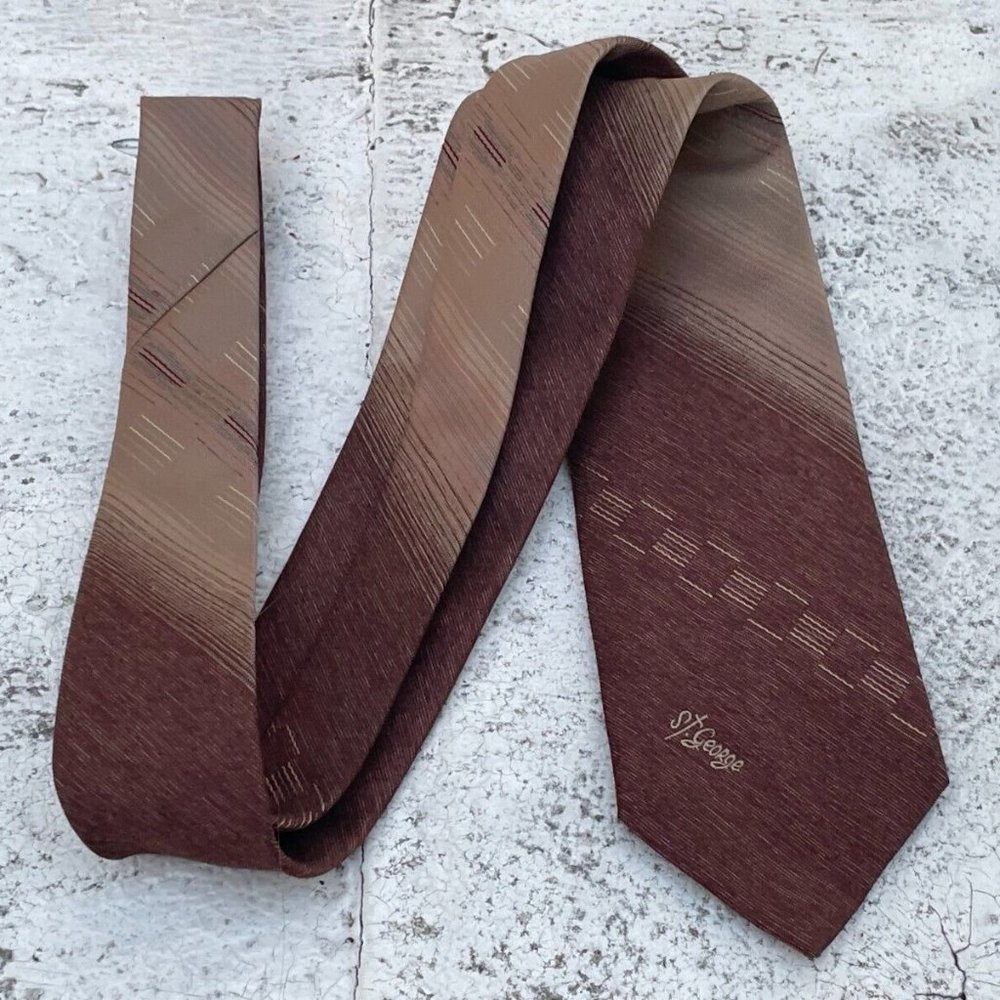 St. George Men Tie Brown Classic Necktie Lemans New York Ties